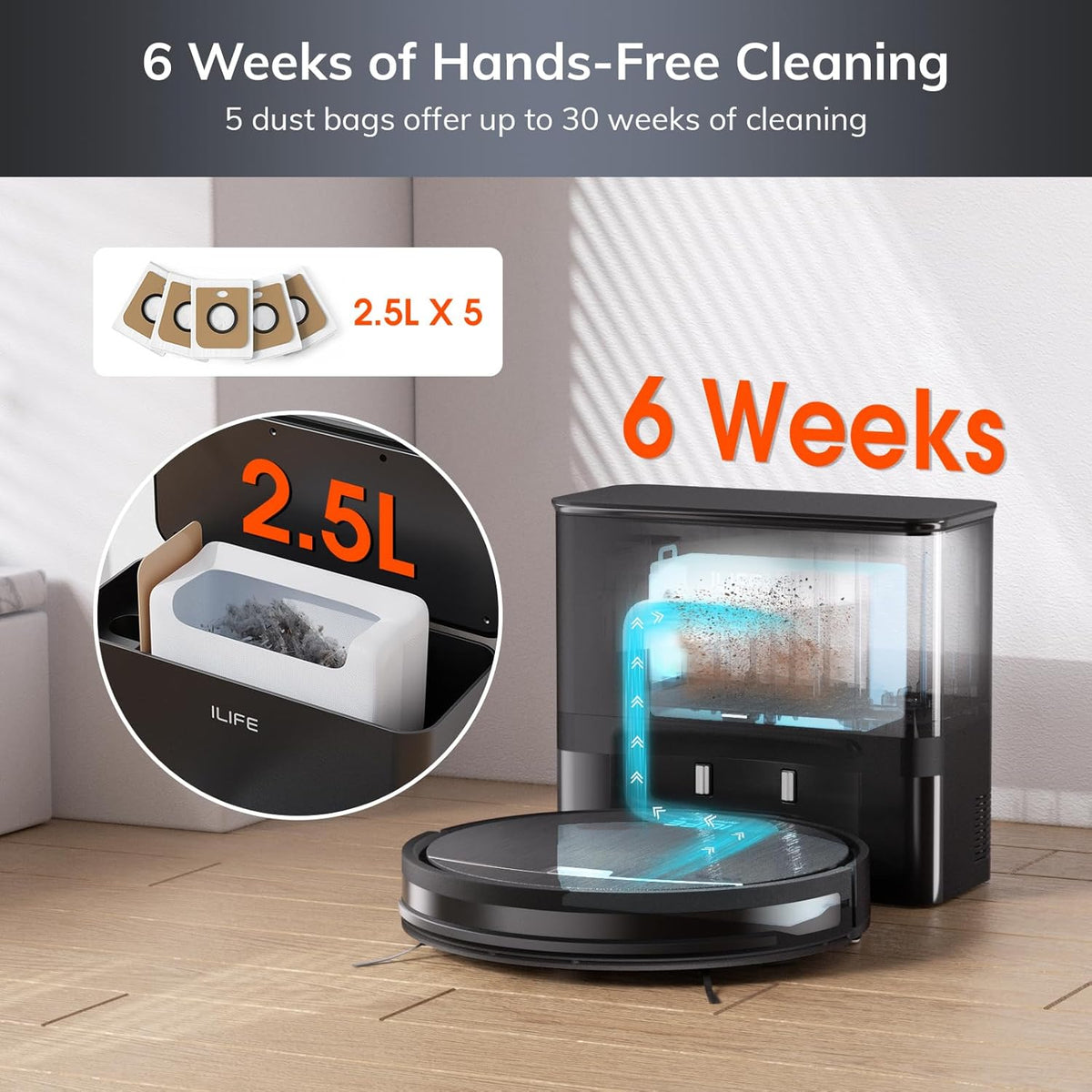 Refurbished ILIFE V9 Pro Robot Vacuum, Self-emptying