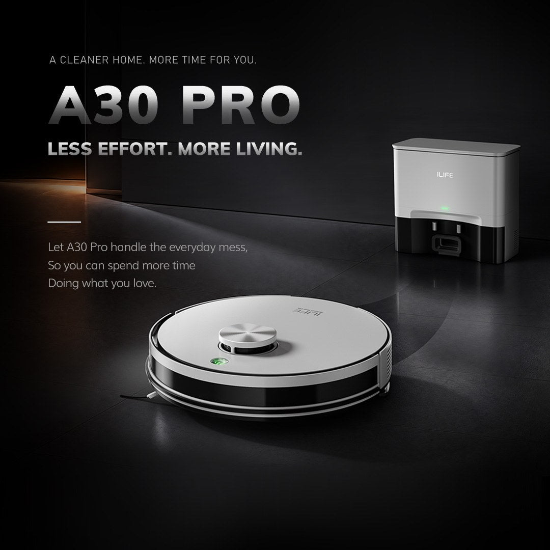 A30 Pro white robot and station; Less effort. More living.