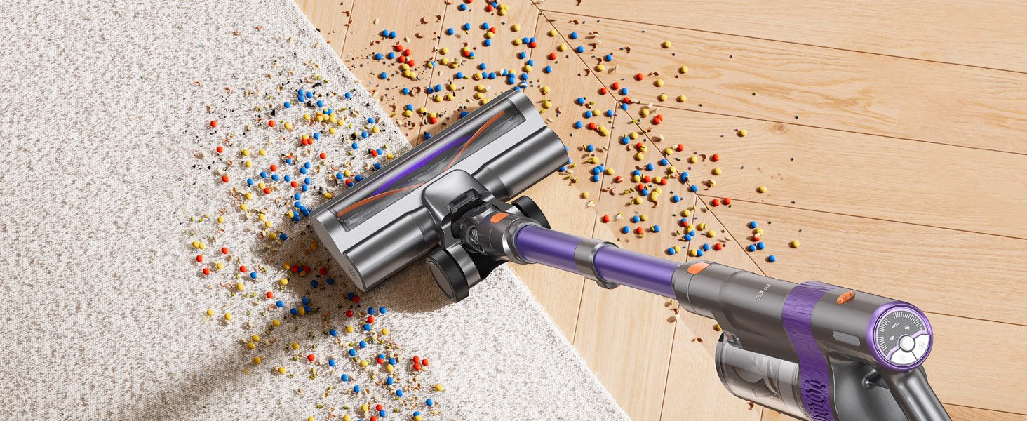 S90 Pro floor brush on different surfaces