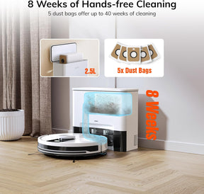 ILIFE A12 Pro Robot Vacuum and Mop Combo, Self Emptying Station for 60 Days, LiDAR Navigation, Home Mapping, No-Go Zones, 2.4G WiFi/App/Alexa/Remote Control, for Hard Floors