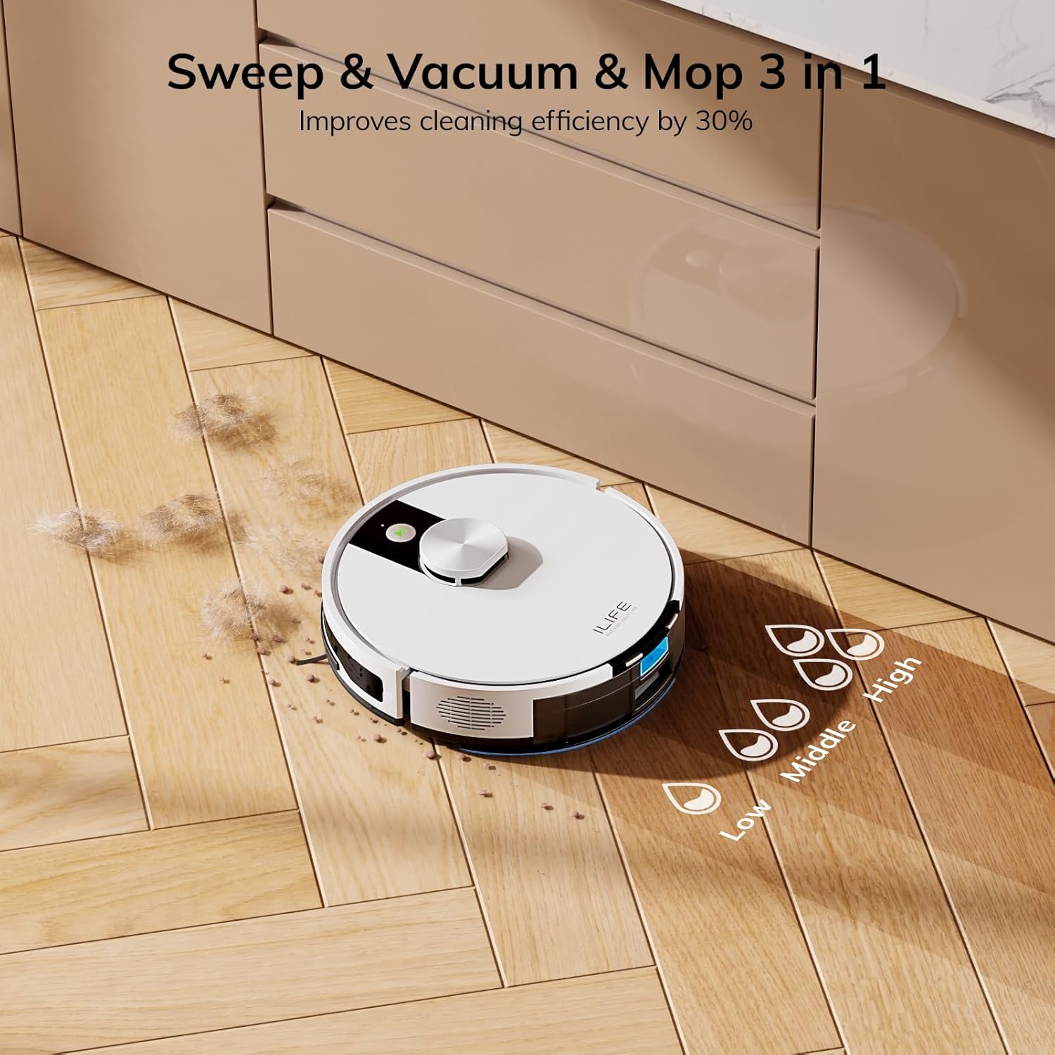 ILIFE A12 Pro Robot Vacuum and Mop Combo, Self Emptying Station for 60 Days, LiDAR Navigation, Home Mapping, No-Go Zones, 2.4G WiFi/App/Alexa/Remote Control, for Hard Floors