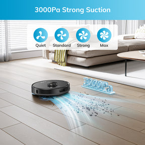 ILIFE A20 Robot Vacuum and Mop Combo, LiDAR Navigation, 3000Pa Suction Robotic Vacuum Cleaner, Smart Mapping, App/Alexa Control, for Pet Hair, Hard Floor, Carpet, 2.4GHz WiFi Only