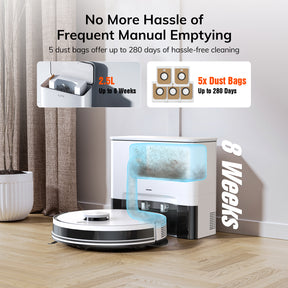ILIFE A30 Pro Robot Vacuum and Mop,10000Pa Max Suction 60 Days Self Emptying, LiDAR Navigation, 150 Mins, App, Remote & Voice Control, Ideal for Hard Floors, Carpet & Pet Hair