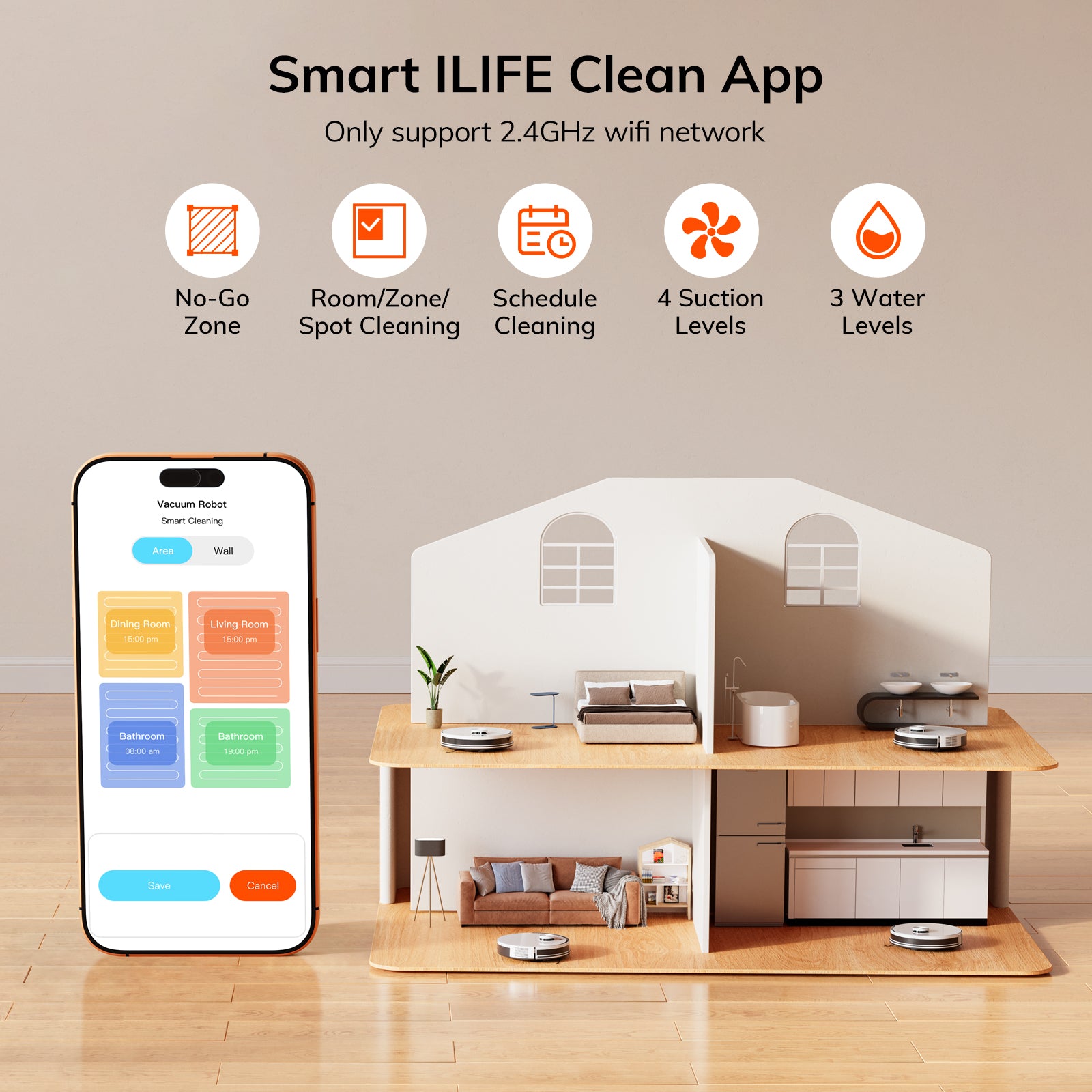 ILIFE A30 Pro Robot Vacuum and Mop,10000Pa Max Suction 60 Days Self Emptying, LiDAR Navigation, 150 Mins, App, Remote & Voice Control, Ideal for Hard Floors, Carpet & Pet Hair