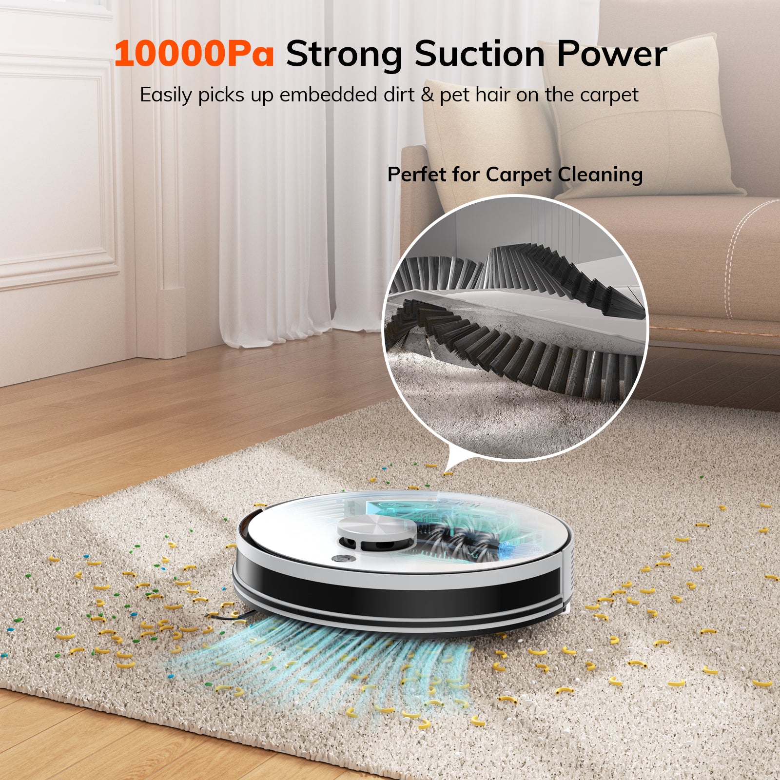 ILIFE A30 Pro Robot Vacuum and Mop,10000Pa Max Suction 60 Days Self Emptying, LiDAR Navigation, 150 Mins, App, Remote & Voice Control, Ideal for Hard Floors, Carpet & Pet Hair
