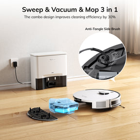 ILIFE A30 Pro Robot Vacuum and Mop,10000Pa Max Suction 60 Days Self Emptying, LiDAR Navigation, 150 Mins, App, Remote & Voice Control, Ideal for Hard Floors, Carpet & Pet Hair