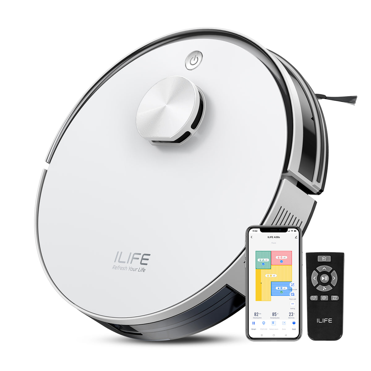 ILIFE A30s Robot Vacuum, 10000Pa Max Suction Power, Lidar Navigation, Home Mapping, No-Go Zone, 150 Mins Max, 2.4G WiFi/App/Alexa/Remote Control, for Hard Floor, Carpet and Pet Hair