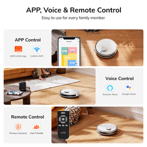 ILIFE A30s Robot Vacuum, 10000Pa Max Suction Power, Lidar Navigation, Home Mapping, No-Go Zone, 150 Mins Max, 2.4G WiFi/App/Alexa/Remote Control, for Hard Floor, Carpet and Pet Hair