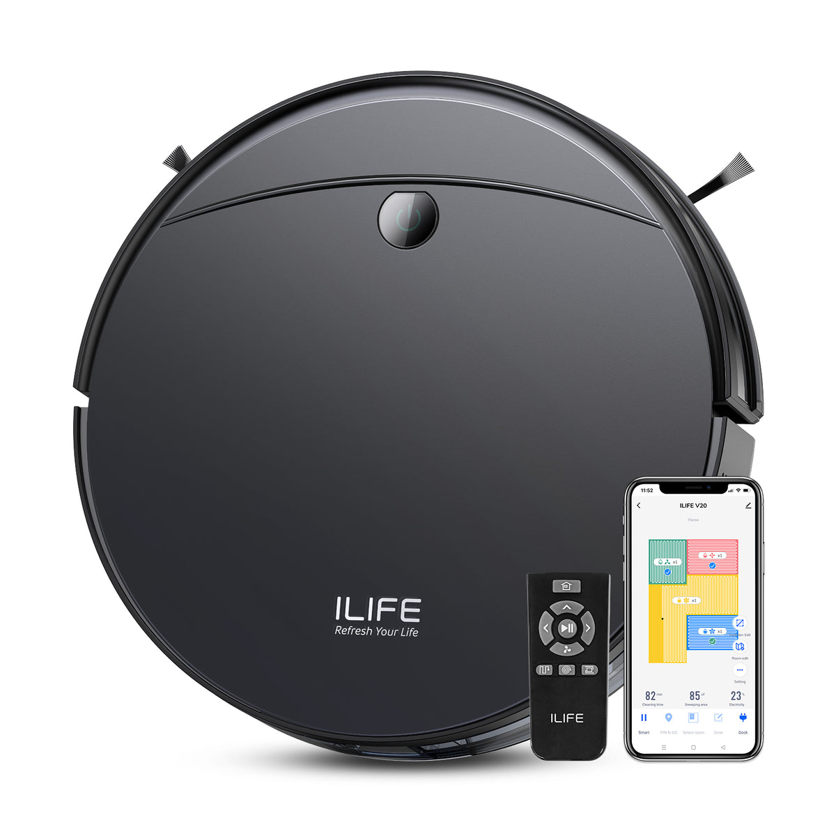 ILIFE V10 Robot Vacuum Cleaner, 5000Pa Strong Suction, Gyro Navigation, 2.4G WiFi/App/Alexa/Remote Control, Self-Charging Robotic Vacuum, Roller Brush for Carpet and Hard Floor, Black
