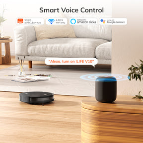 ILIFE V10 Robot Vacuum Cleaner, 5000Pa Strong Suction, Gyro Navigation, 2.4G WiFi/App/Alexa/Remote Control, Self-Charging Robotic Vacuum, Roller Brush for Carpet and Hard Floor, Black