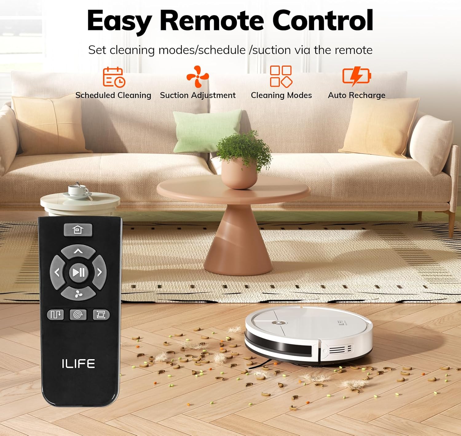ILIFE V2 Robot Vacuum Cleaner, Tangle-Free Suction, 120 Mins Runtime, Schedule Cleaning, Slim, Quiet, Self-Charging Robotic Vacuum Cleaner, Ideal for Pet Hair and Hard Floors