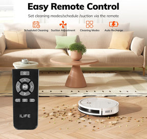 ILIFE V2 Robot Vacuum Cleaner, Tangle-Free Suction, 120 Mins Runtime, Schedule Cleaning, Slim, Quiet, Self-Charging Robotic Vacuum Cleaner, Ideal for Pet Hair and Hard Floors