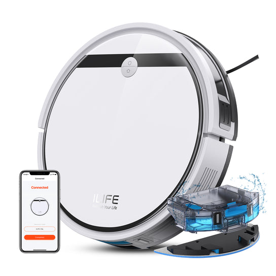 ILIFE Robot Vacuum and Mop Combo, V3s Pro Upgraded, 120mins, 3000Pa, 2-in-1 Mopping Robot Vacuum Cleaner, Path Route, for Pet Hair, Hard Floor, Carpet (V3x)