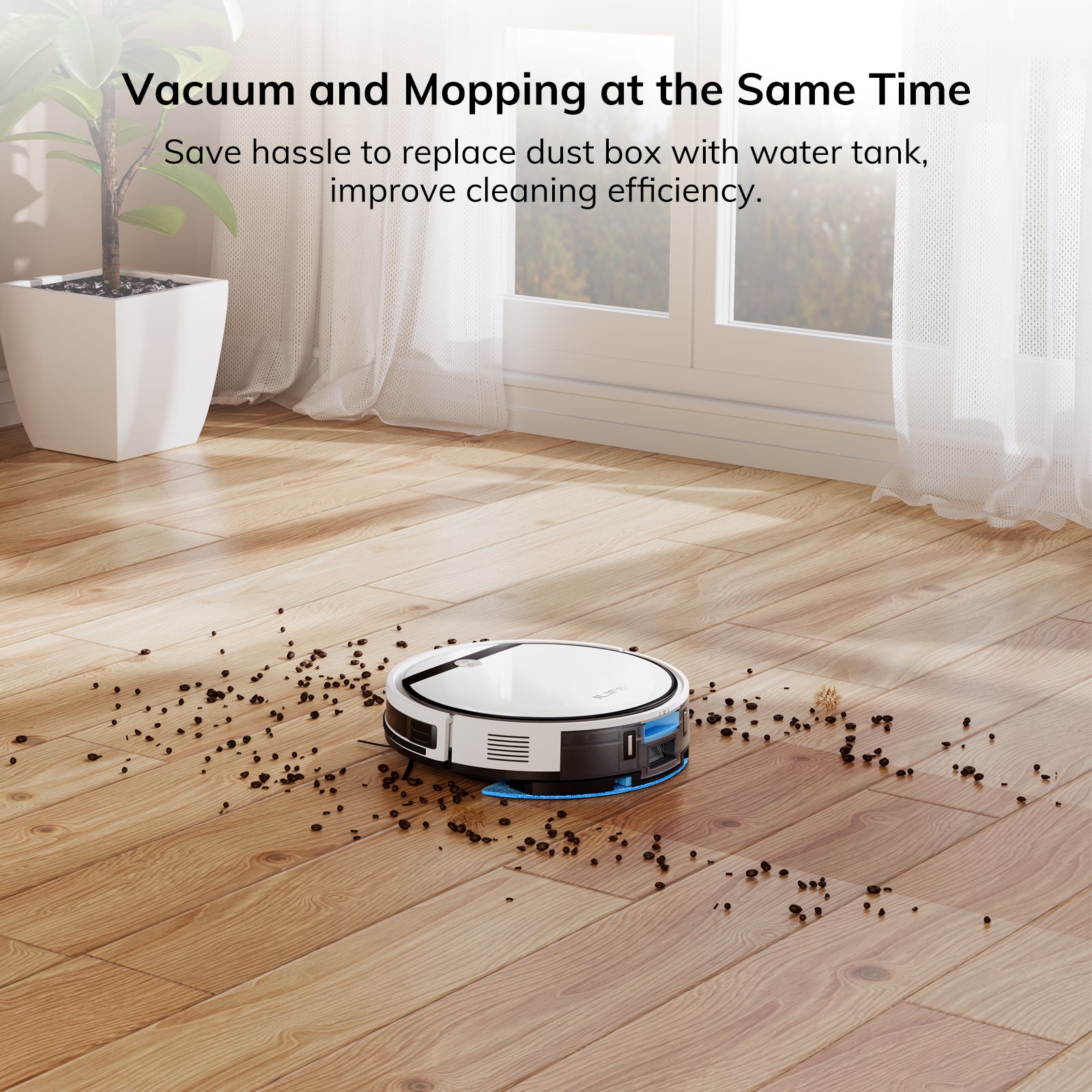 ILIFE Robot Vacuum and Mop Combo, V3s Pro Upgraded, 120mins, 3000Pa, 2-in-1 Mopping Robot Vacuum Cleaner, Path Route, for Pet Hair, Hard Floor, Carpet (V3x)