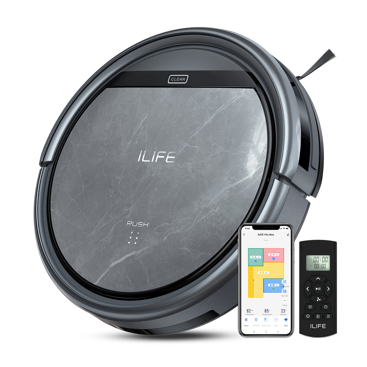 ILIFE V5s Max Robot Vacuum, 4000Pa Max Suction Power, 2.4G WiFi/App/Alexa/Remote Control, Self-Charging Robotic Vacuum Cleaner, for Hard Floors Carpets and Pet Hair