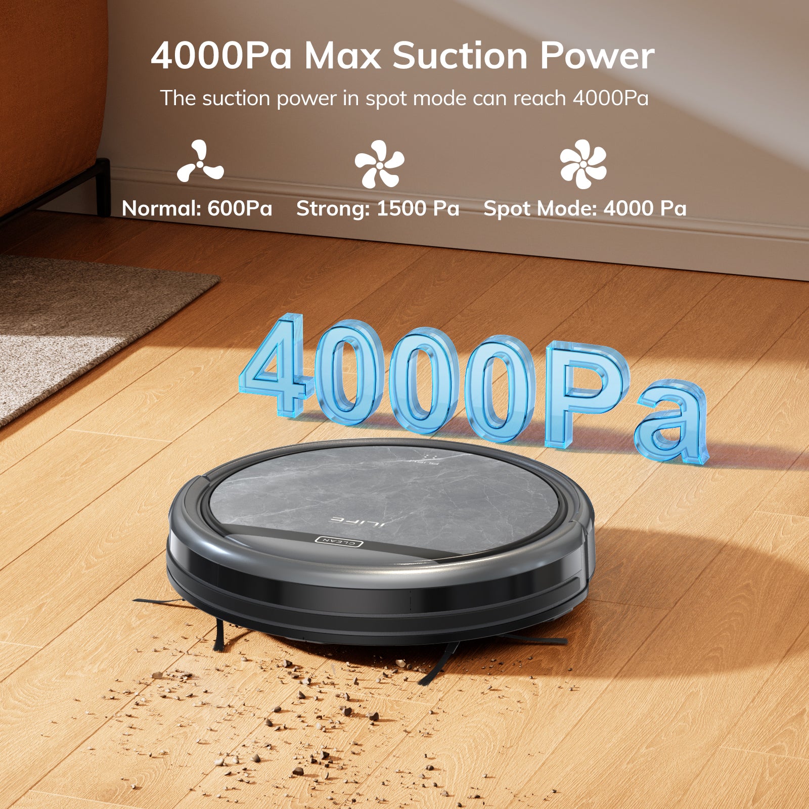 ILIFE V5s Max Robot Vacuum, 4000Pa Max Suction Power, 2.4G WiFi/App/Alexa/Remote Control, Self-Charging Robotic Vacuum Cleaner, for Hard Floors Carpets and Pet Hair