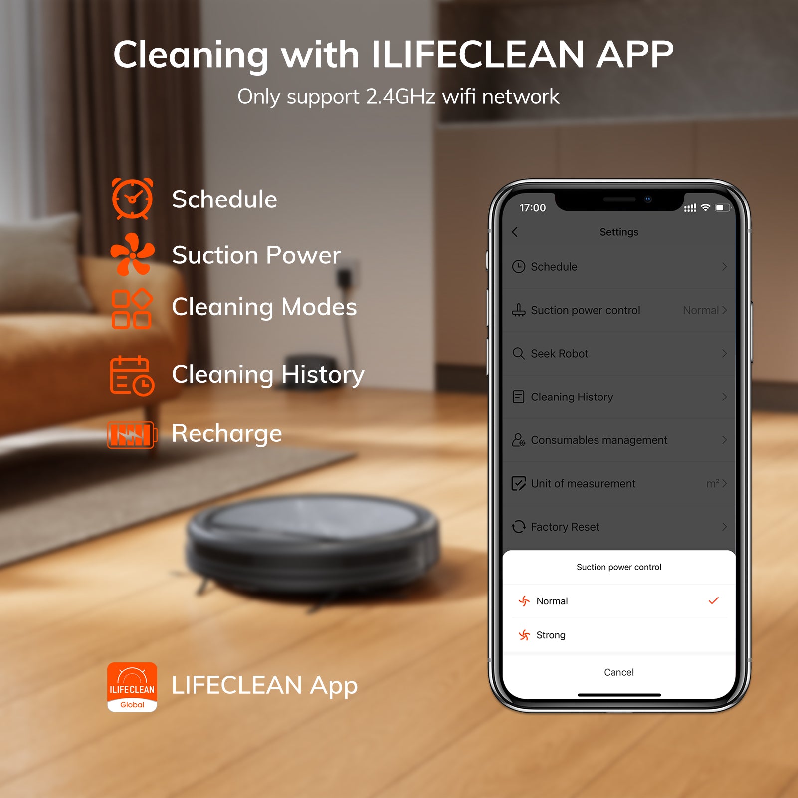 ILIFE V5s Max Robot Vacuum, 4000Pa Max Suction Power, 2.4G WiFi/App/Alexa/Remote Control, Self-Charging Robotic Vacuum Cleaner, for Hard Floors Carpets and Pet Hair