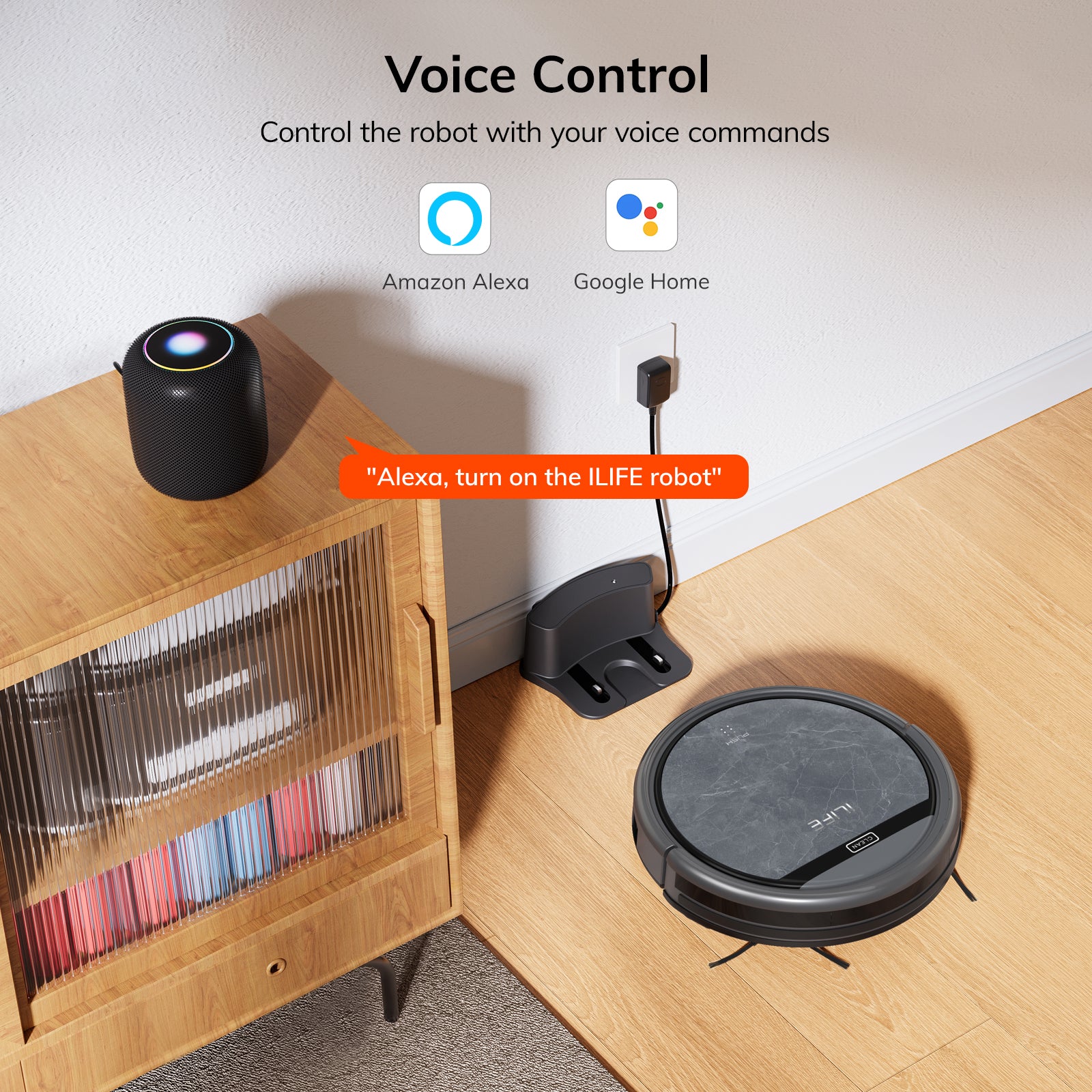 ILIFE V5s Max Robot Vacuum, 4000Pa Max Suction Power, 2.4G WiFi/App/Alexa/Remote Control, Self-Charging Robotic Vacuum Cleaner, for Hard Floors Carpets and Pet Hair