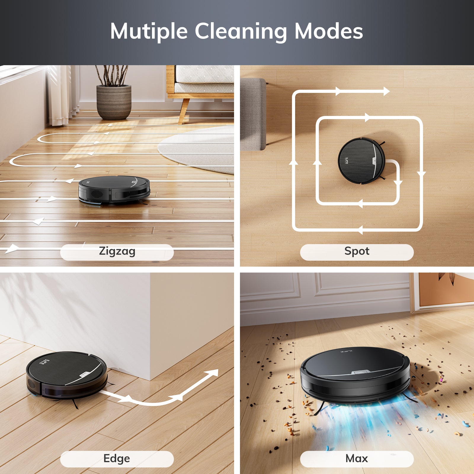 ILIFE V9 Robot Vacuum and Mop, 3000Pa Strong Suction Robot Vacuum Cleaner, Gyro Navigation, App Control, No Tangle, Compatible with 2.4GHz WiFi, Alexa, Ideal for Hard Floor, Pet Hair